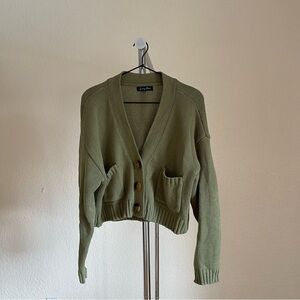 Olive Green Button-Up Cardigan